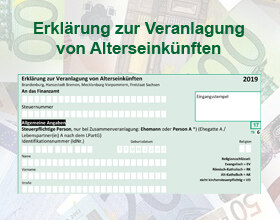 Ausschnitt aus dem Formular "Erklärung zur Veranlagung von Alterseinkünften"