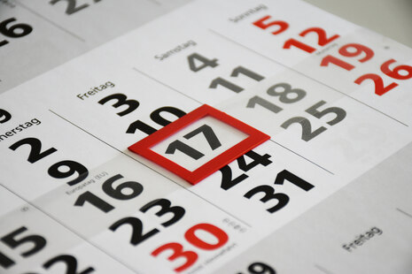 Kalenderblatt mit einem markierten Datum