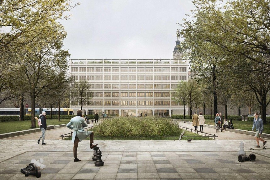 Neubau des Global Hub der Universität Leipzig (Visualisierung) So wird er aussehen: Der Neubau des Global Hub am Wilhelm-Leuschner-Platz verbindet nachhaltige Architektur mit internationaler Spitzenforschung. Das Gebäude wird zu einem neuen Wahrzeichen im